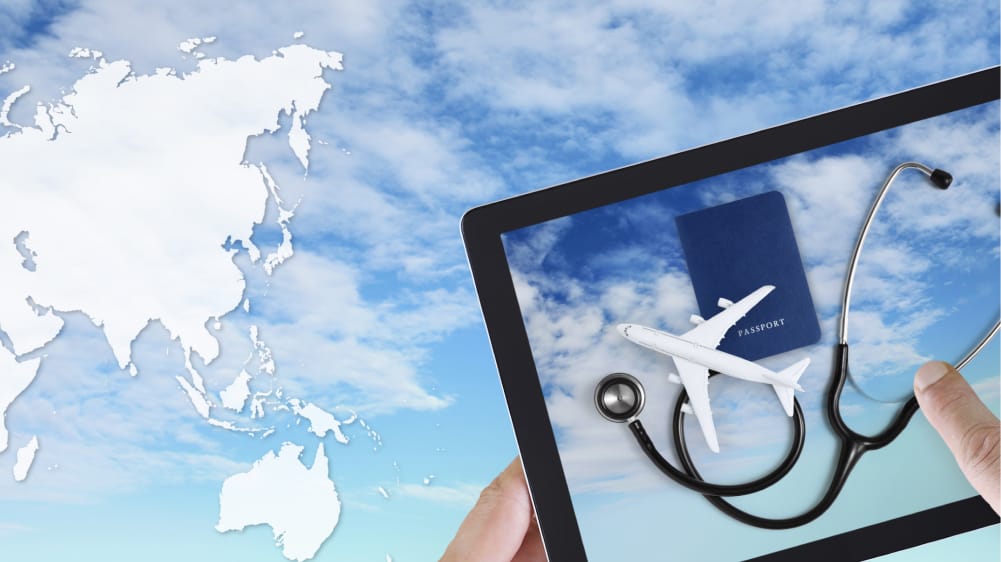 The image illustrates overseas patient for treatment.
